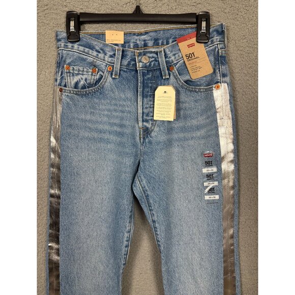 Levis 501 Button Fly Original Fit Women's Jeans Shine Theory Size 25x30 NWT's. - Picture 2 of 8